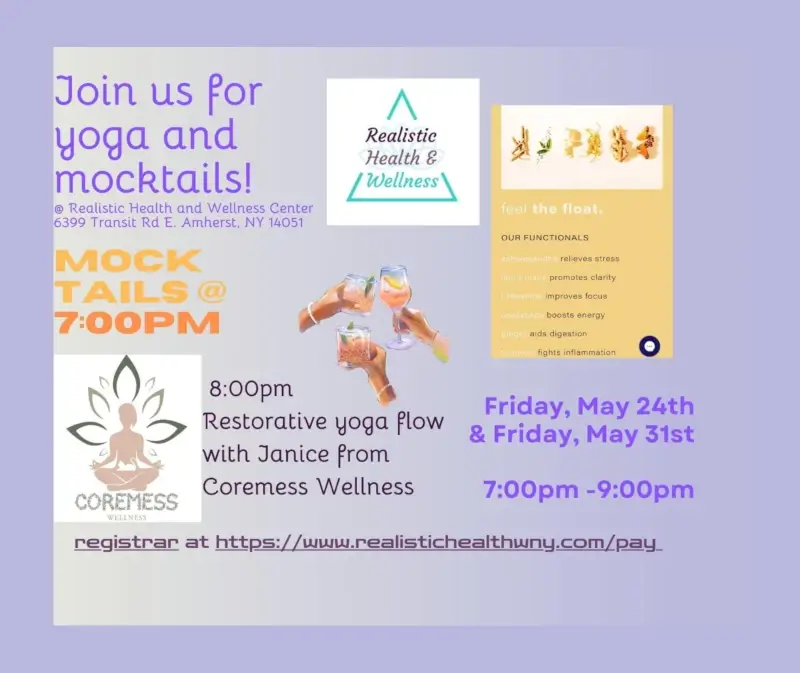 Mocktails and Yoga Event Flyer